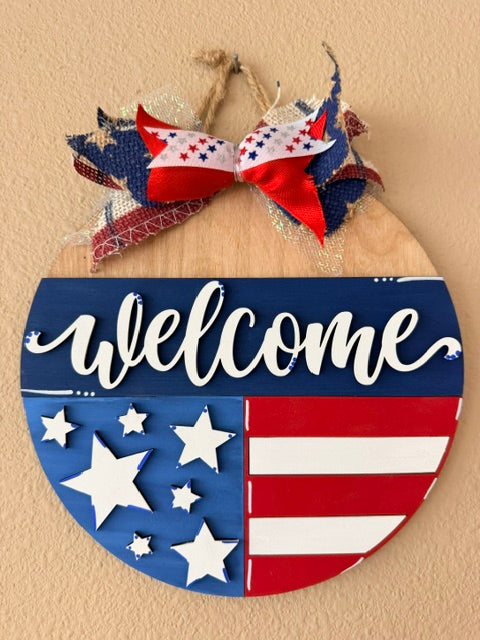 An American Welcome sign