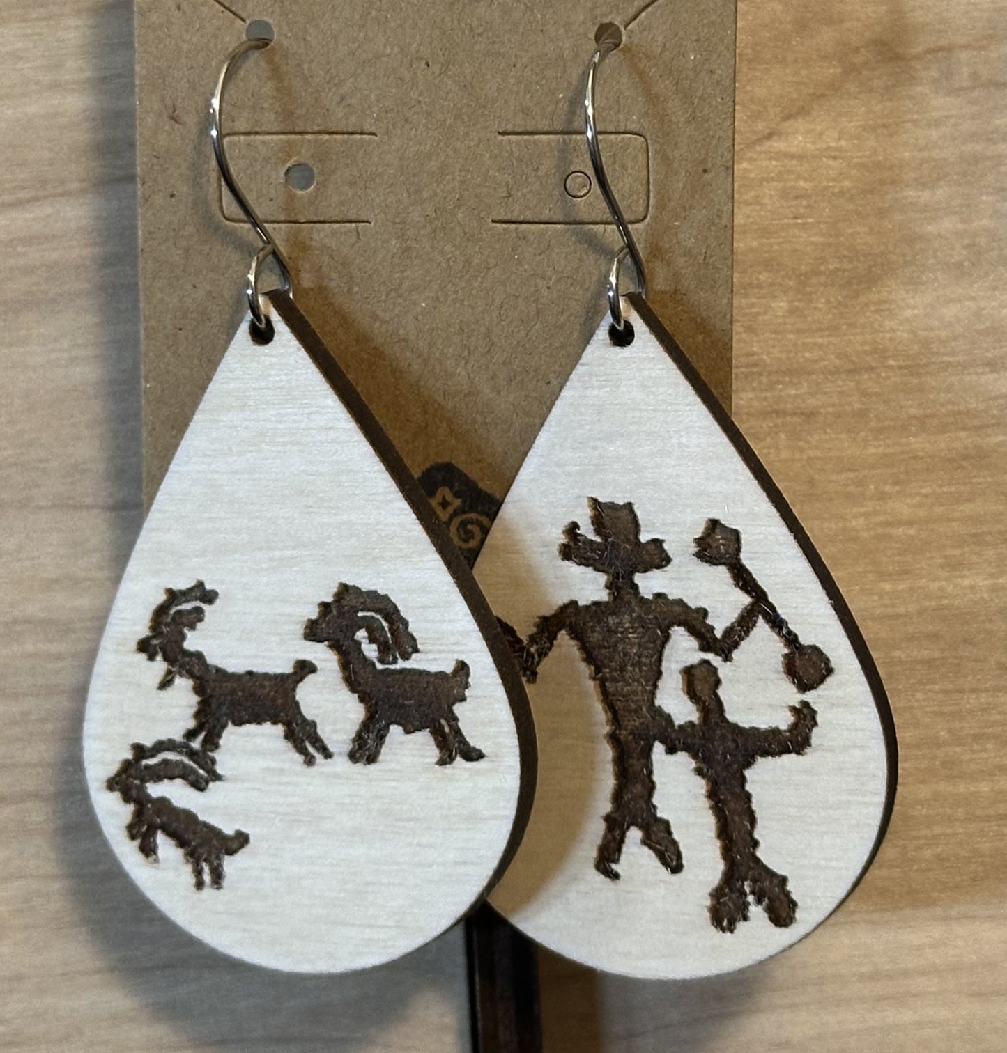 Ancient Petroglyph Earrings, tear drop