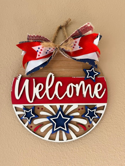 Star-Spangled Charm Patriotic Welcome Sign