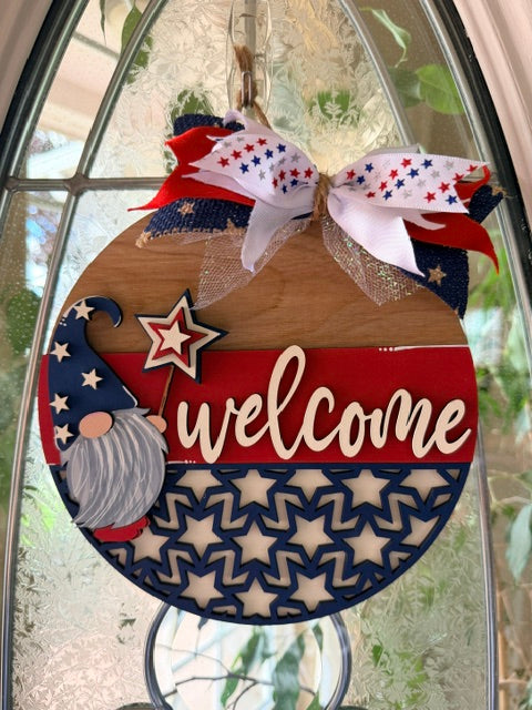Proud To Be An American Gnome Welcome Sign
