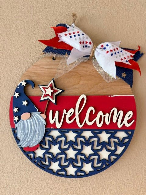 Proud To Be An American Gnome Welcome Sign