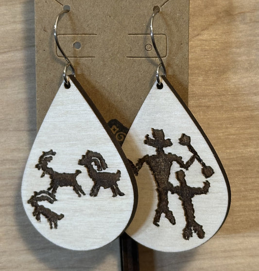 Ancient Petroglyph Earrings, tear drop